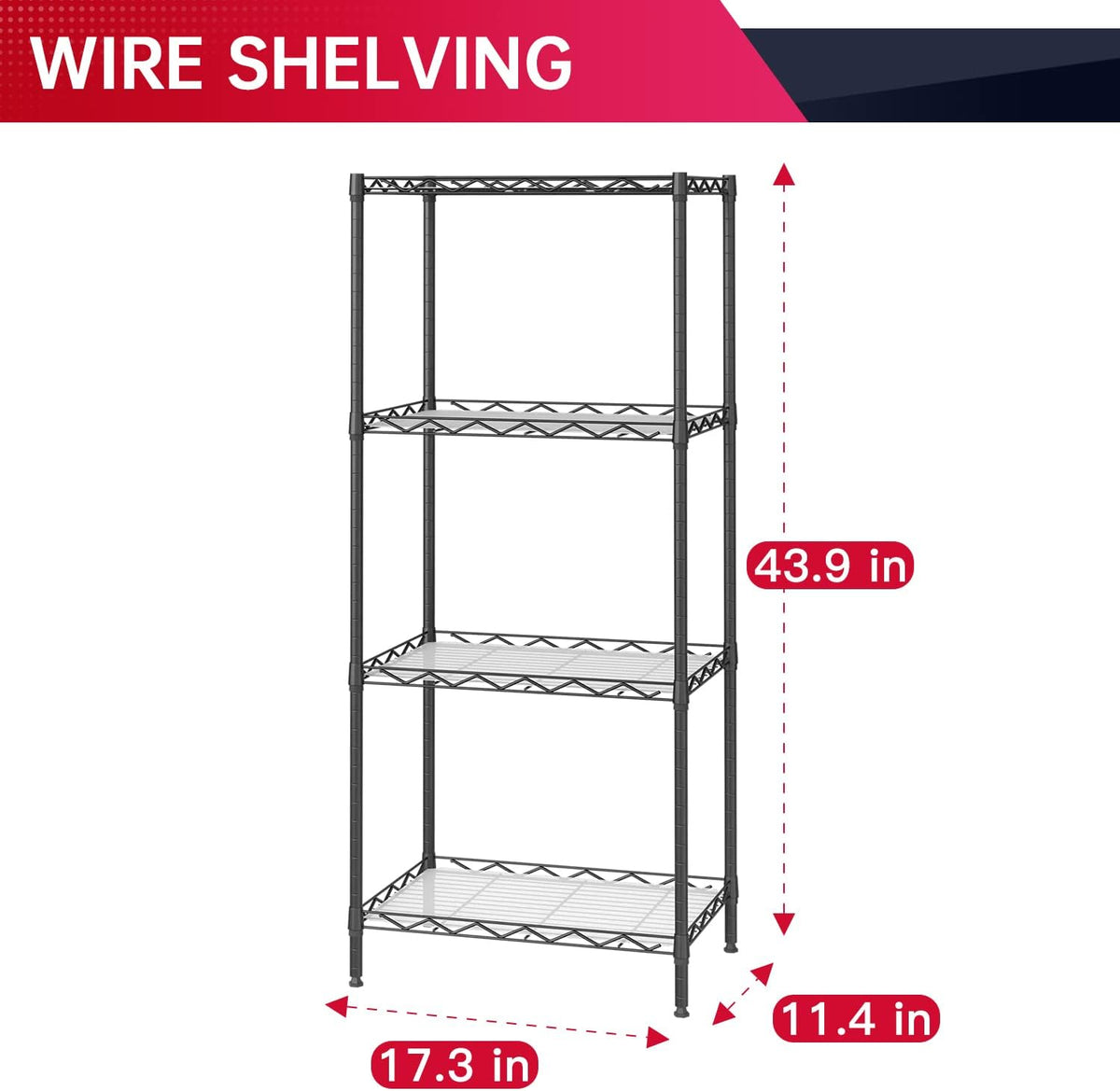 5-Tier Adjustable Shelf 14Dx36Wx72H 1250 LBS Capacity,Black