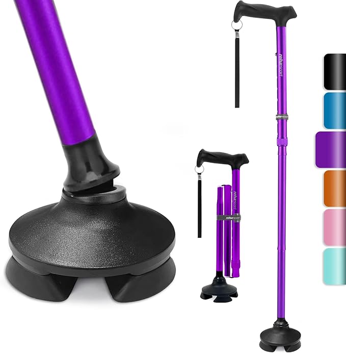 Walking Cane for Men  Women - Folding, Adjustable, Lightweight, Walking Canes for Seniors Balance, Free Standing, Pivot Tip, Soft Handle, Foldable Walking Sticks with Travel Bag