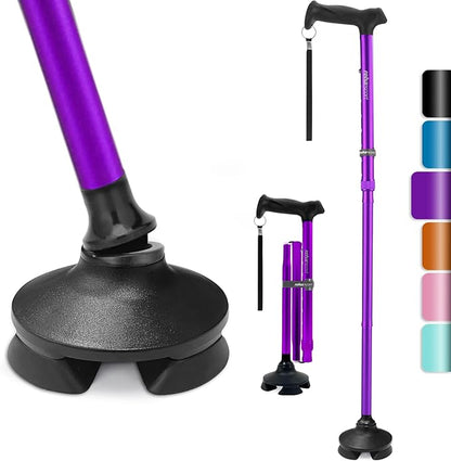 Walking Cane for Men  Women - Folding, Adjustable, Lightweight, Walking Canes for Seniors Balance, Free Standing, Pivot Tip, Soft Handle, Foldable Walking Sticks with Travel Bag
