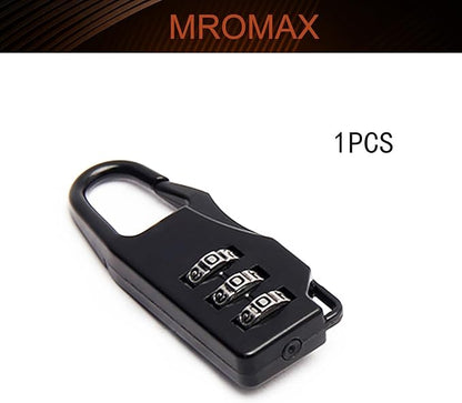 MroMax 3 Digit Combinations Padlock The Safe Cipher Lock Mini Zinc Alloy Resettable Code Lock, Black Locks (1 Pack)