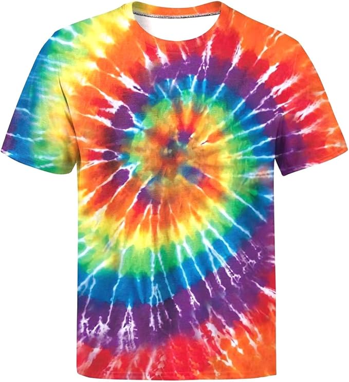 TieDye Shirts for Men Women, Short Sleeve Mens Tie Dye Shirts, Mens Women Rainbow Tie Dye T Shirts,Size:S-5XL