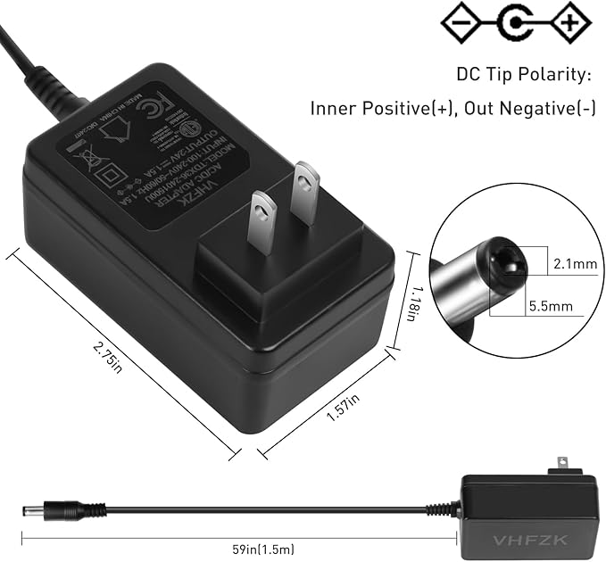 12V 2A Power Adapter 100V-240V AC to DC, with 5.5mm  2.1mm Plug, Suitable for 12Volt LED Light Strips, Closed-Circuit Television Cameras, Routers,Infrared Lighting Fixtures.