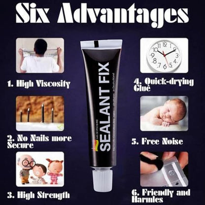 Fix Glue Sealant Quick Glue Glass Drying Polymer Adhesive Metal All Purpose Glue Kit Quick Drying Glue with Snip Tip Applicator Caps, Invisible Nail-Free Sealant Strong Repair Sealing Glue for Stick
