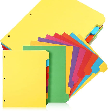 Harloon 30 Sets 3 Ring Binder Dividers with 8 Tab, 1/8 Cut Tabs 240 Blank Binder Bulk 3 Hole Punch Divider 230 GSM Heavyweight Paper for School Office Home Class(Colorful)