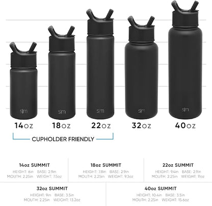 Simple Modern Water Bottle with Straw and Chug Lid Vacuum Insulated Stainless Steel Metal Thermos Bottles  Reusable Leak Proof BPA-Free Flask for Sports Gym  Summit Collection  32oz, Black Leopard