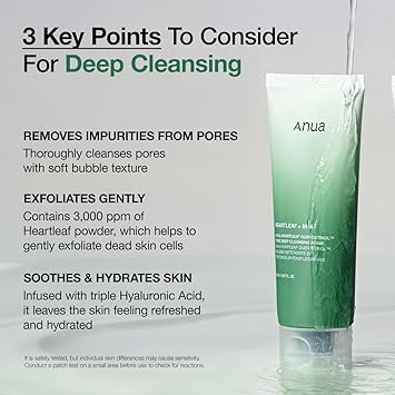 ANUA Heartleaf Quercetinol Pore Deep Cleansing Foam, Facial Cleanser, for Double Cleansing, BHA, Hyaluronic Acid, Glycerin, Face Wash, Blackhead Remover, Korean Skincare (150ml5.07 fl.oz.)