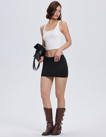 LOMON Y2k Mini Skirts for Women with Shorts Underneath Bodycon Skorts Sexy Club Date Night Micro Pencil Skirt Streetwear