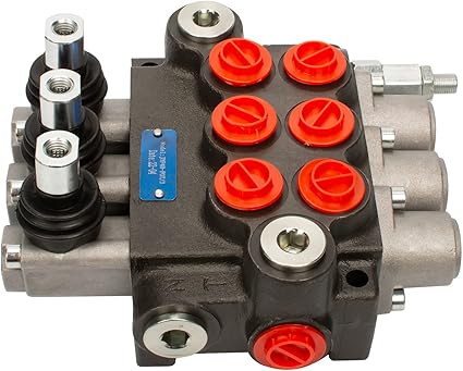 Hydraulic Tractor Loader Control Valve 3 spool, 11GPM SAE Ports Double Acting Hydraulic Directional Flow Control Valve wJoystick for Log Splitters, Tractors Loaders