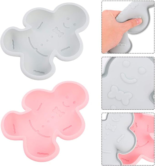 DOITOOL Silicone Cake Molds 2pcs Christmas Gingerbread Man Molds Christmas Silicone Mold Candy Molds Trays for Christmas Baking Gingerbread Cake Muffin Cookie Making Chocolates Silcone Molds