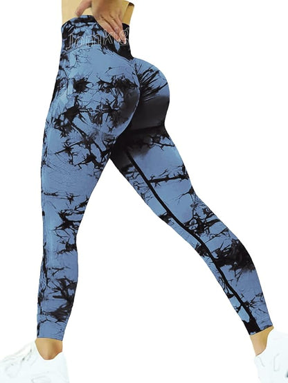 Tie Dye Seamless Leggings for Women High Waist Workout Yoga Pants Scrunch Butt Lifting Compression Tights