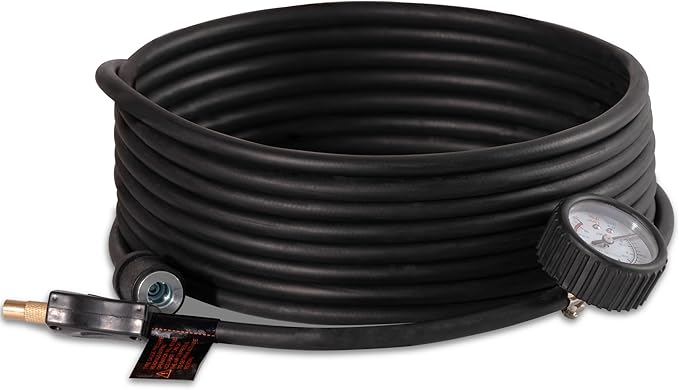 ALL-TOP Air Compressor Replacement Hose, 26.25FT Rubber Air Hose with NPT  Screw-On Connectors (Includes Pressure Gauge)