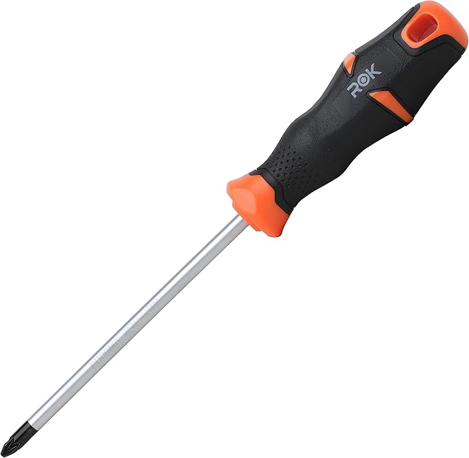 Pozi 2 Screwdriver, Chrome Shaft in Black with Orange Handle, ROKPOZI