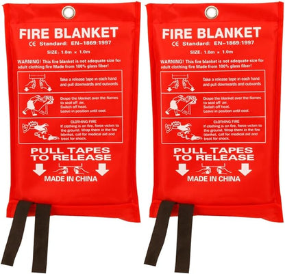 Aksipo Fire Blanket Fiberglass Fire Emergency Blanket Suppression Blanket Flame Retardant Blanket Emergency Survival Safety Cover for Kitchen Home House Car Office Warehouse, 2 Pack (39.3X 39.3 inch)