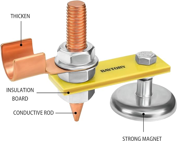 BAYTORY Upgrade Magnetic Welding Support Ground Clamp Tools, Welding Magnet Head Strong Magnetism Large Suction, Copper Tail Welding Accessories Stability Clamps