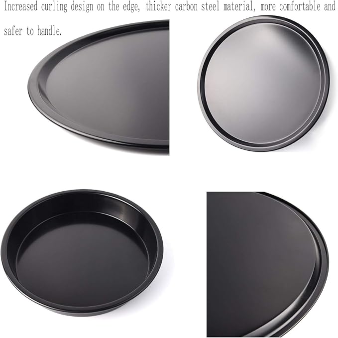 Pizza Pan Multifunction Round Thicken Carbon Steel Non-Stick Bakeware High Temperature Resistance Baking Tray for Home Kitchen Hotel Restaurant-9 inch