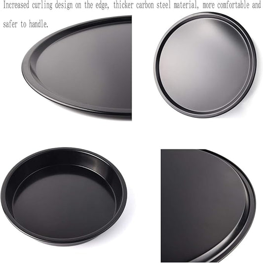 Pizza Pan Multifunction Round Thicken Carbon Steel Non-Stick Bakeware High Temperature Resistance Baking Tray for Home Kitchen Hotel Restaurant-9 inch