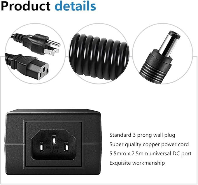 SHNITPWR 12V 5A 60W Power Supply Adapter AC DC Converter 100V240V to 12 Volt 5 Amp Transformer 5.5x2.5mm Plug for 5050 3528 LED Strip Light 3D Printer LED Driver CCTV Security System LCD Monitor