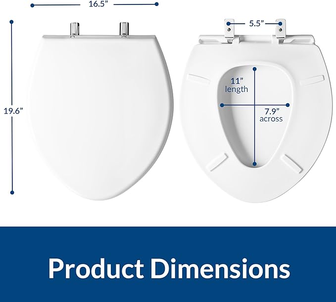 BEMIS 1000CPT Paramont Heavy Duty OVERSIZED Closed Front Toilet Seat with 1,000 lb Weight limit will Never Loosen & Reduce Call-backs, ROUND/ELONGATED, Plastic, White