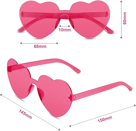 Heart Shaped Sunglasses for Women, Transparent Candy Rimless Sunglasses, Fashion Heart Shaped Glasses for Party Favor