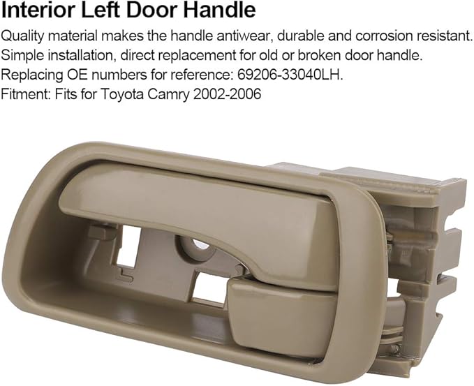 Antiwear, and Exquisite Interior Door Handle for Camry 2002 to 2006, Fits Left OE 69206 33040LH, Simple Replacement with Generous Appearance