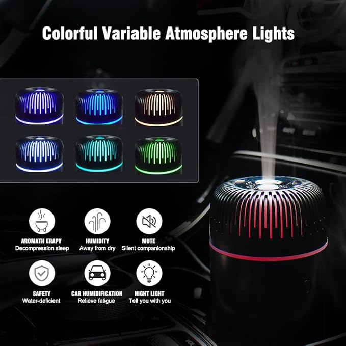 Unee Car Diffuser, 100ml USB Plug-in Mini Humidifier Diffuser for Essential Oil Diffuser Car Air Freshener Aromatherapy Diffuser(Black)