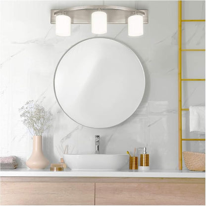 Nuk3y Modern Bathroom Vanity Light Fixture with Light Globe Brushed Nickel (Satin Nickel, 3 Lights)