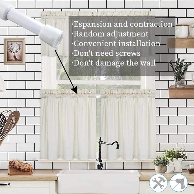 AIJIEGUANG Spring Tension Curtain Rods 28-43in Spring Load Adjustable Expandables Heavy Duty Steel Small Short Tension Curtain Rod for Windows,Kitchen,Doorway,Bathroom,Cupboard Bars