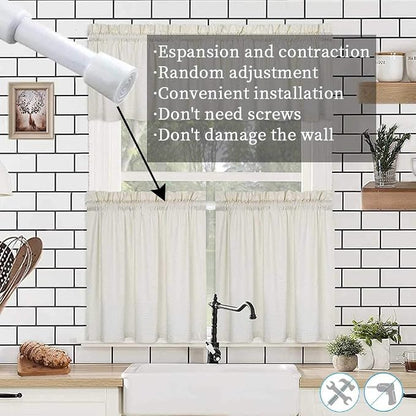 AIJIEGUANG Spring Tension Curtain Rods 28-43in Spring Load Adjustable Expandables Heavy Duty Steel Small Short Tension Curtain Rod for Windows,Kitchen,Doorway,Bathroom,Cupboard Bars