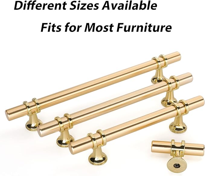 Rergy Cabinet Handles Drawer Pulls and Knobs, 2Pack Gold 6-14inch Hole Center, Kitchen Hardware for Dresser Handle Zinc Alloy Furniture Pull