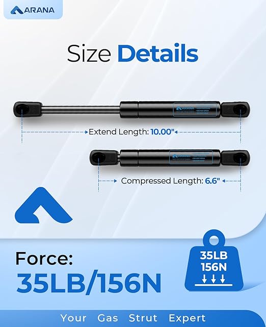ARANA Gas Struts 10 inch 35 lbs, 10" Truck Tool Box Shocks, Lift Supports Springs for Weather Guard Toolbox Lid Cabinets Door Boat Replacement Parts, 2 Pcs