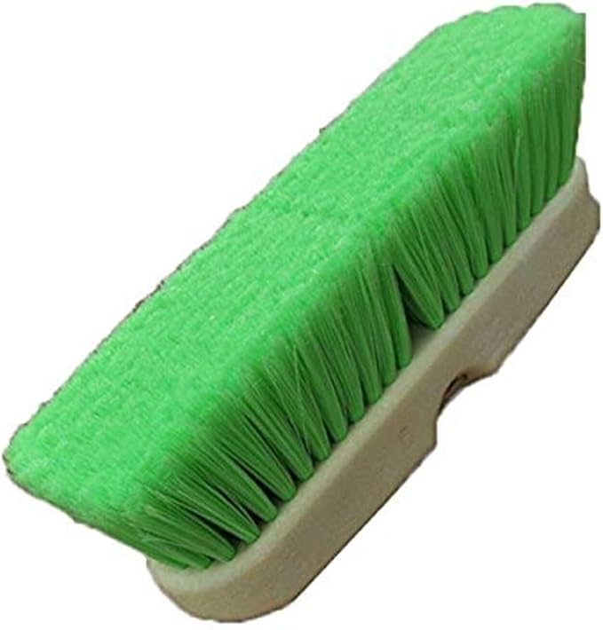 Hub City Industry 10- inch Car Wash Brush, Soft Nylon Bristle, car Accessories, Cleaning Supplies, Automotive wash Brush, Commercial Vehicle Scrub Brush, Flagged Green Poly Bristle
