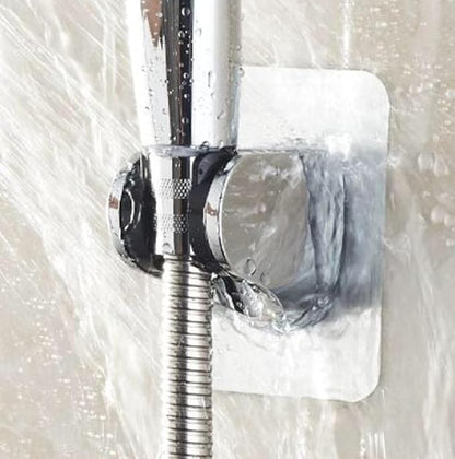 Shower head holder bracket, chrome hand shower holder no drilling no punching self-adhesive, wall mounted adjustable showerhead bracket for bathroom hand shower, bidet sprayer
