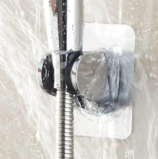 Shower head holder bracket, chrome hand shower holder no drilling no punching self-adhesive, wall mounted adjustable showerhead bracket for bathroom hand shower, bidet sprayer