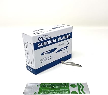Disposable Surgical Scalpel Blades Sterile High Grade Carbon Steel 2.1 10xx Individually Foil Wrapped by PP MEDICAL SURGICAL Size 15 Box of 100