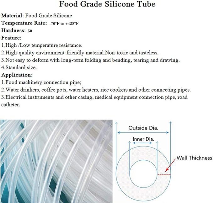 Silicone Tubing 1.5mm (116") ID x 3mm OD Food Grade High-temperature Pure Silicone Hose Tube Clear Pipe for Home Brewing Air and Liquid Transfer (Length 6 Meter- 19.68FT)