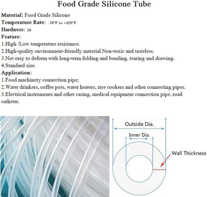 Silicone Tubing 1.5mm (116") ID x 3mm OD Food Grade High-temperature Pure Silicone Hose Tube Clear Pipe for Home Brewing Air and Liquid Transfer (Length 6 Meter- 19.68FT)