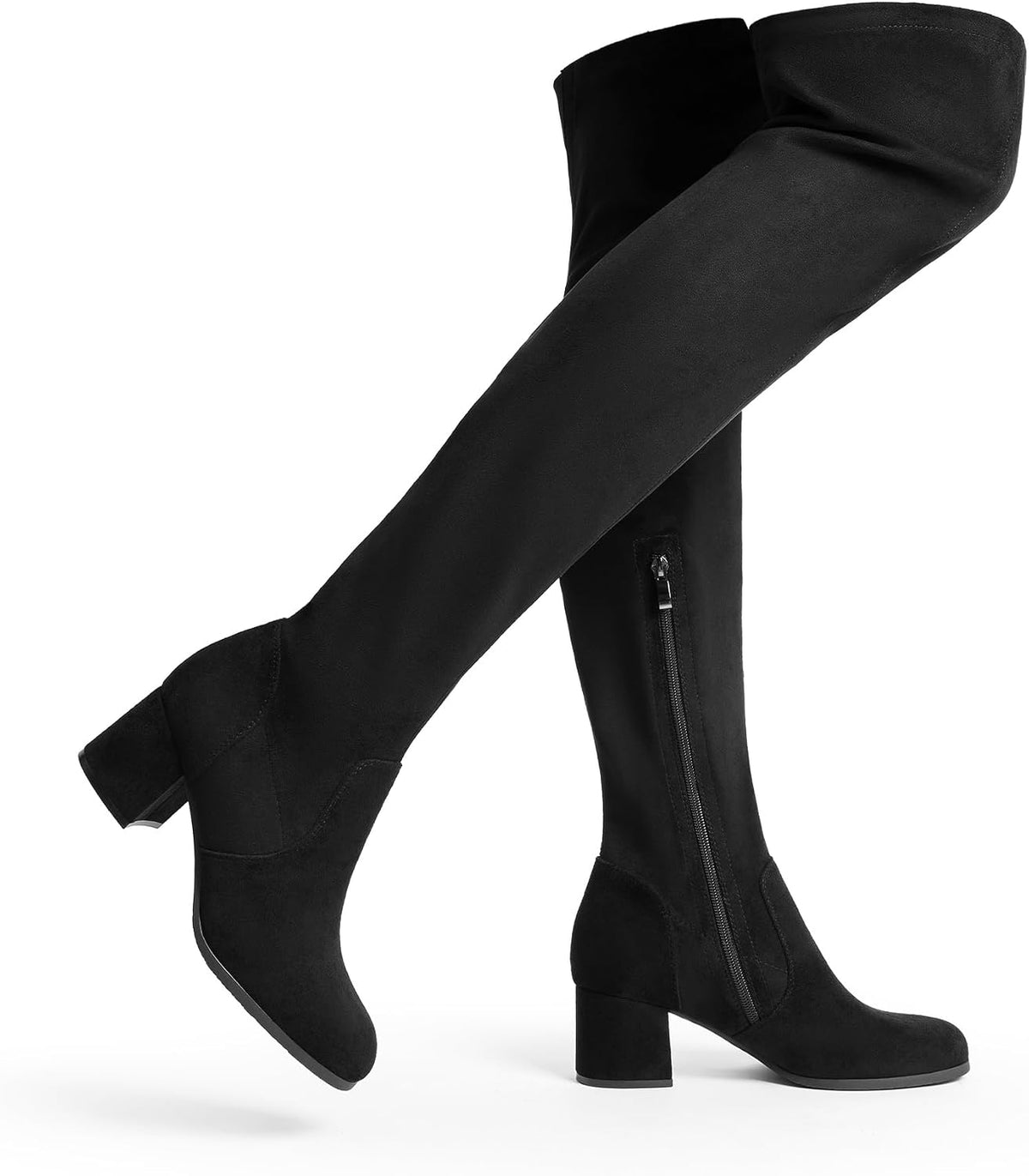 Size 5.5, DREAM PAIRS Women's Laurence Over The Knee Thigh High Chunky Heel Boots Long Stretch Sexy Fall Boots.