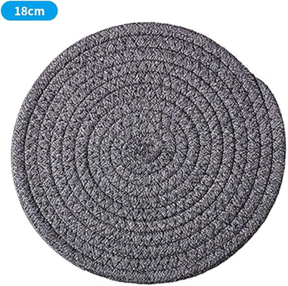 Round Trivet Weave Pad for Kitchen Thread Pot Holders for Hot Dishes/Pot/Bowl/Teapot/Hot Pot Set of 1 Cotton Braided 7 Inches Dining Table Trivet Dark Grey
