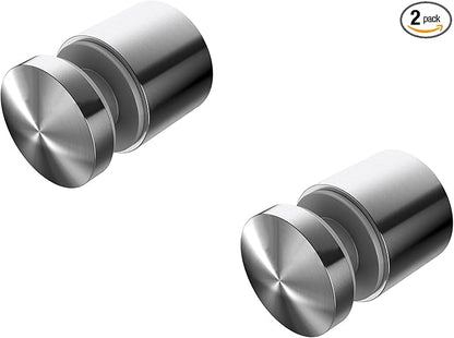 Stainless Steel Glass Clamp Standoffs Round Large Heavy Duty 2 inches for 12, 916, 58  34 Glass Thickness - Inline Design (Pack of 2) (Satin Stainless Steel)