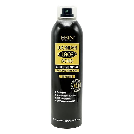EBIN NEW YORK Wonder Lace Bond Adhesive Spray - Supreme (Extreme Firm Hold), 2.7 fl. oz. 80ml  Fast Drying, No Residue, No Build up, Powerful Hold, All-Day Hold, Daily Wig Application