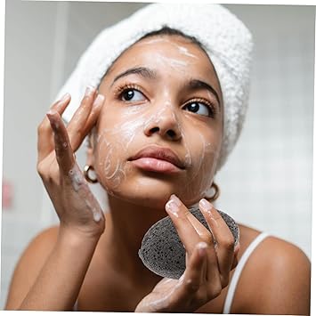 Face Sponge Pad Women's Facial Cleaning Sponge Makeup Remover Exfoliating Black Reusable Large Size