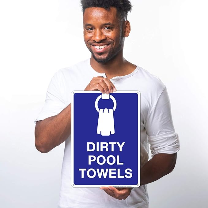 Dirty Pool Towels Pool Sign, 10x14 Inches, Rust Free .040 Aluminum, Fade Resistant, Made in USA