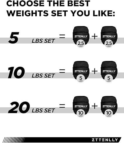 Adjustable Ankle Weights for Women Men and Kids | 1 Pair 5 10 15 18 20 Lbs Leg Wrist Ankle Weight Straps for Yoga, Walking, Running, Aerobics, Gym, Dance, Pilates, Cardio