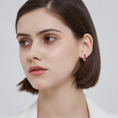 C Shaped Cubic Zirconia Cartilage Small Hoop Earrings for Women 925 Sterling Silver Post 18K Gold Plated Hypoallergenic Multi Colors Crystal Open Round Circle Huggie Hoops Minimalist Hooped Fashion Jewelry Gifts 13mm