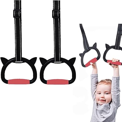 Professional Gymnastic Rings,Both for Adults and Kids,Support 440lb,Home Fitness Equipment,Indoor and Outdoor Pull-up Bar for Stretching and Height Increase (Reddark-1.5m)