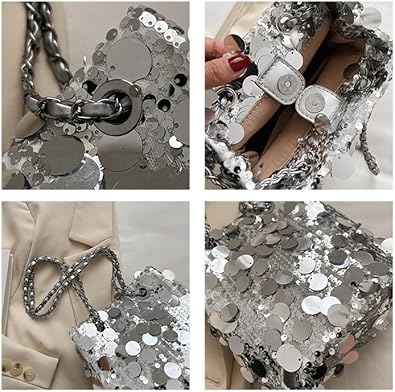 Womens Shoulder Bag Sequin Purse Crystal Clutch Evening Bag Sparkle Purse Mob Wife Aesthetic