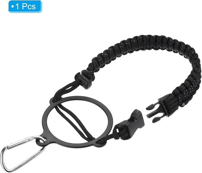 PATIKIL Paracord Handle, Water Bottle Handle Strap Carrier with Ring for 12oz to 64oz Wide Mouth Bottles, Black