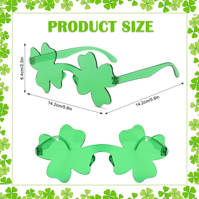 2 Pack St. Patrick's Day Sunglasses for Women Men Green Shamrock Glasses St Patrick Costume Accessories