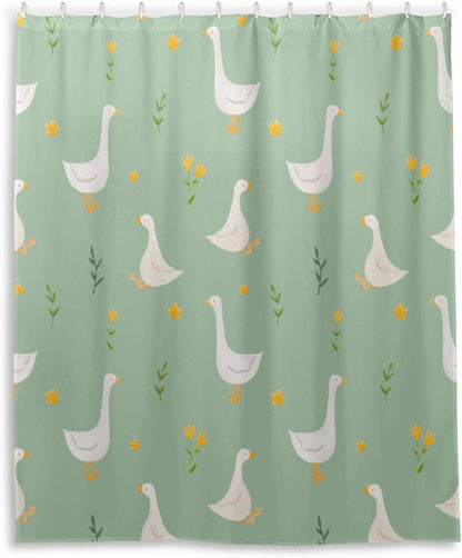 Shower Curtain Goose Bird Bathroom Decor Waterproof Fabric with Hooks 60x72 Inch