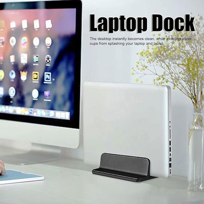 Vertical Laptop Stand Holder Plastic,Vertical Laptop Stand,Premium Vertical Aluminum Laptop Stand Tablets, and Books with Anti Slip Silicone Pads, for Home, Office
